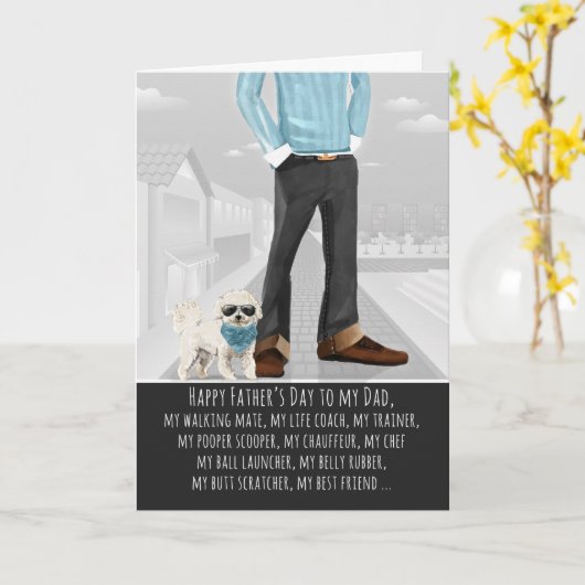 Bichon Frise van de Dog Vaderdag Kaart (Gele Bloem)