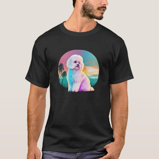 Bichon Frise Vaporwave Retrowave Aesthetic T-shirt (Voorkant)