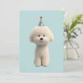 Bichon Frise Verjaardagsfeestje Kaart (Staand voorkant)