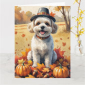 Bichon Frise verlaat Thanksgiving Kaart (Gele Bloem)