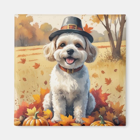 Bichon Frise verlaat Thanksgiving Magneet (Voorkant)