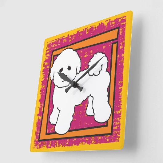 Bichon Frise Vierkante Klok (Hoek)