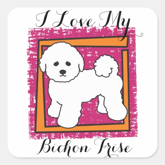 BICHON FRISE VIERKANTE STICKER (Voorkant)