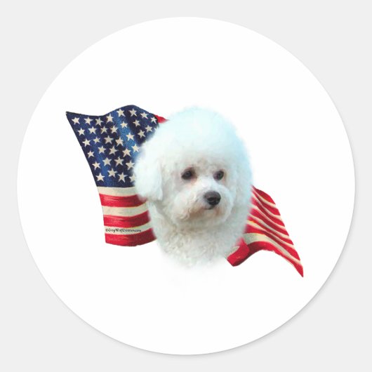 Bichon Frise Vlag Ronde Sticker (Voorkant)