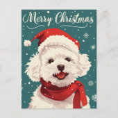 Bichon Frise Vrolijk Kerstfeest Briefkaart (Voorkant)