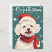 Bichon Frise Vrolijk Kerstfeest Feestdagenkaart (Voorkant)