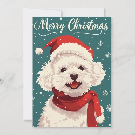 Bichon Frise Vrolijk Kerstfeest Feestdagenkaart (Voorkant)