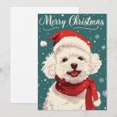 Bichon Frise Vrolijk Kerstfeest Feestdagenkaart (Voorkant / Achterkant)