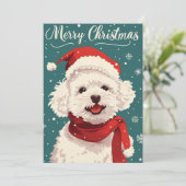 Bichon Frise Vrolijk Kerstfeest Feestdagenkaart (Staand voorkant)