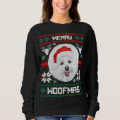Bichon Frise Vrolijk Woofmas Kerstmis Trui (Voorkant)