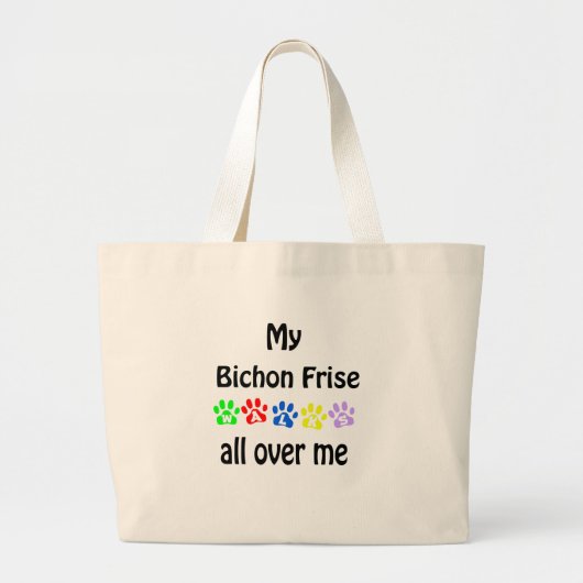 Bichon Frise wandelingen ontwerp Grote Tote Bag (Voorkant)
