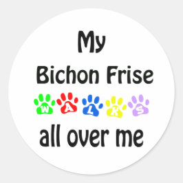 Bichon Frise wandelingen ontwerp Ronde Sticker