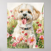 Bichon Frise Waterverf Dog Art Wall Poster (Voorkant)