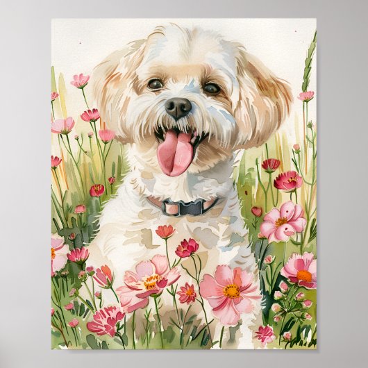 Bichon Frise Waterverf Dog Art Wall Poster (Voorkant)