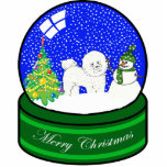 bichon frise wereldbol fotobeeldje ornament<br><div class="desc">schattige feestdagen</div>