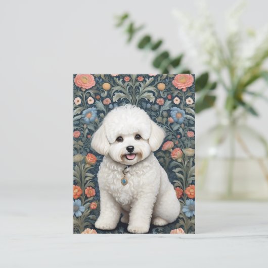Bichon Frise William Morris geïnspireerd door bloe Briefkaart (Staand voorkant)