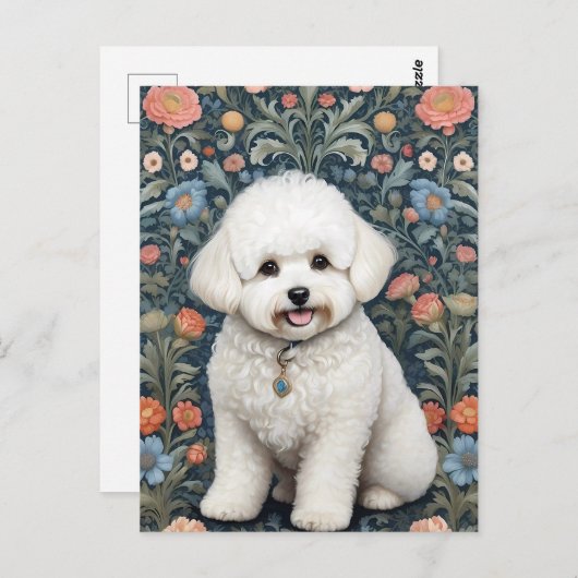 Bichon Frise William Morris geïnspireerd door bloe Briefkaart (Voorkant / Achterkant)
