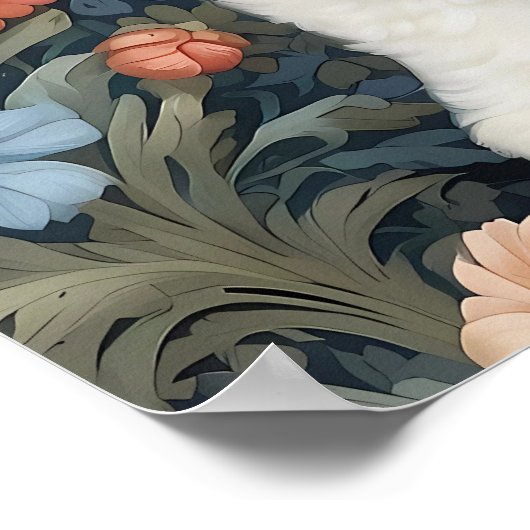 Bichon Frisé William Morris geïnspireerd door bloe Poster (Hoek)