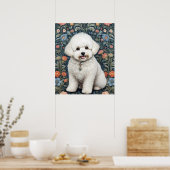 Bichon Frisé William Morris geïnspireerd door bloe Poster (Keuken)