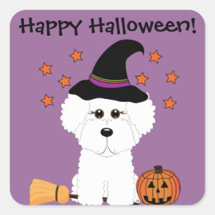 Bichon Frise Witch Halloween Stickers