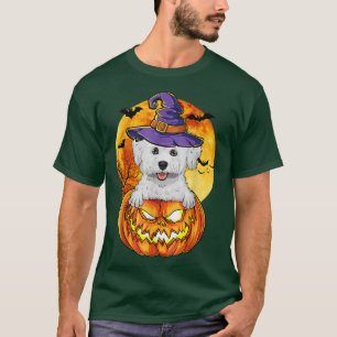 Bichon Frise Witch Pumpkin Halloween Hondenliefheb T-shirt