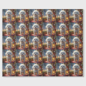 Bichon Frise With Christmas Lights Holiday Cadeaupapier (Vlak)