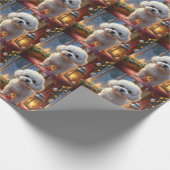 Bichon Frise With Christmas Lights Holiday Cadeaupapier (Hoek)
