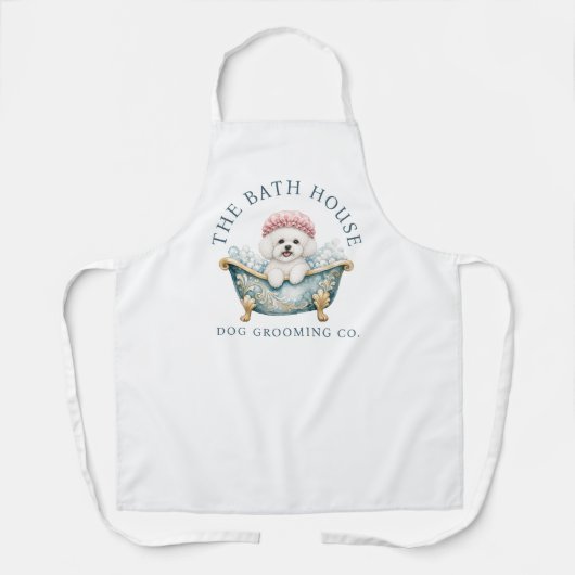 Bichon Frise Witte Hondenverzorgings Schort | Delu (Voorkant)