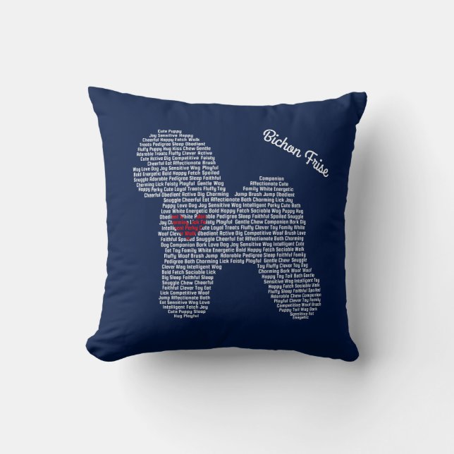  Bichon Frise Word Cloud Pillow Kussen (Voorkant)