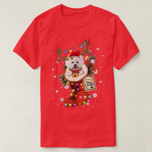 Bichon Frise Xmas voor kerstmis wintersneeuw T-shirt (Design voorkant)