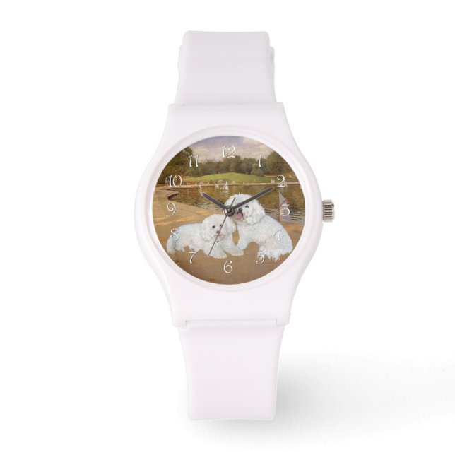 Bichon Frise Zeilboten Horloge (Voorkant)
