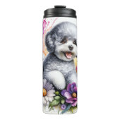Bichon Frise's kleurrijke bloemengenot Thermosbeker (Voorkant)
