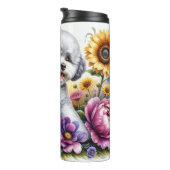Bichon Frise's kleurrijke bloemengenot Thermosbeker (Geroteerd rechts)