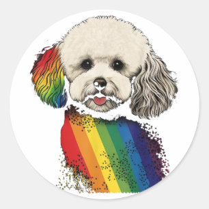 Bichon Gay Pride Hond LGBT Regenboog Vlag op Bicho Ronde Sticker