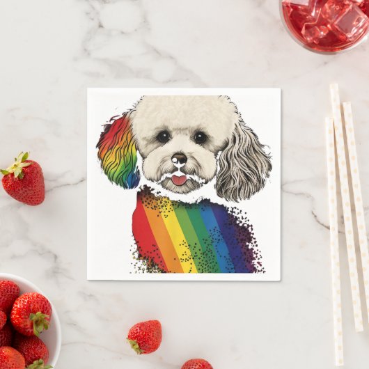 Bichon Gay Pride Hond LGBT Regenboog Vlag op Bicho Servet (Insitu)
