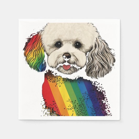 Bichon Gay Pride Hond LGBT Regenboog Vlag op Bicho Servet (Voorkant)