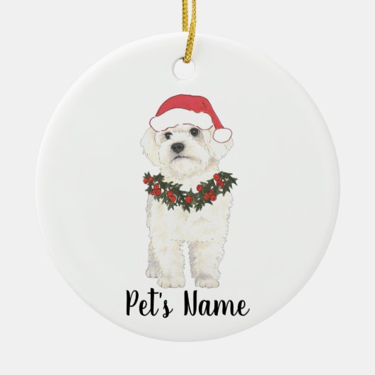 Bichon Havanese Maltese Keramische Kerst Keramisch Ornament (Voorkant)