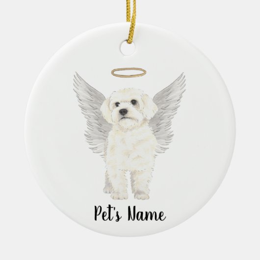 Bichon Havanese Maltezer Herdenkings Sympathie Keramisch Ornament (Voorkant)