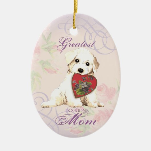 Bichon Heart Mam Keramisch Ornament (Voorkant)