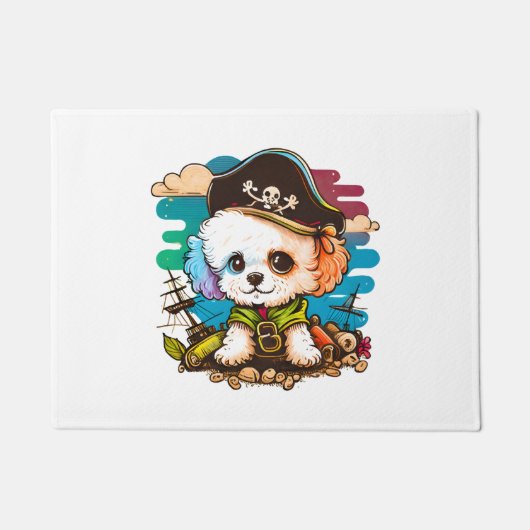 Bichon Hond Pirate Deurmat (Voorkant)