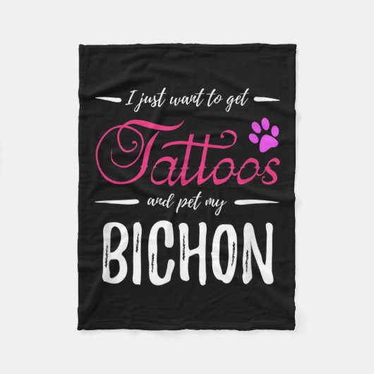 Bichon Hondenliefhebber Tattoo Funny Dog Mom Gift  Fleece Deken (Voorkant)