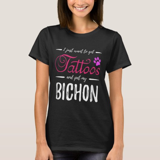 Bichon Hondenliefhebber Tattoo Funny Dog Mom Gift  T-shirt (Voorkant)