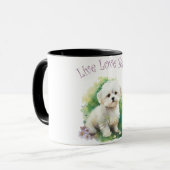 Bichon Hondenmoeder Bloemen Mok (Voorkant links)
