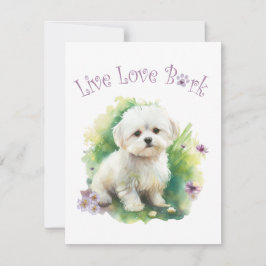 Bichon Hondenmoeder Bloemen Notitiekaartje