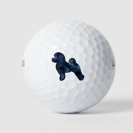 Bichon Hondenras Black Waterverf Silhouette Golfballen (Voorkant)
