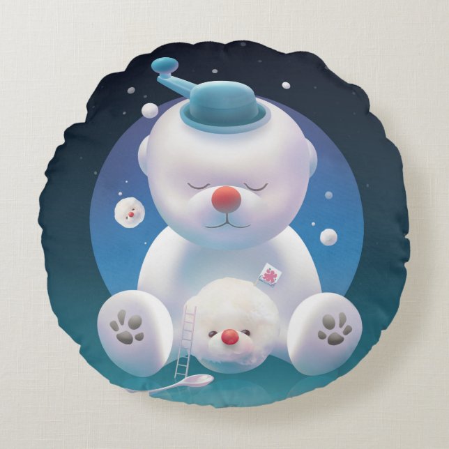 Bichon Ice Shaver Dreamland Rond Kussen (Voorkant)