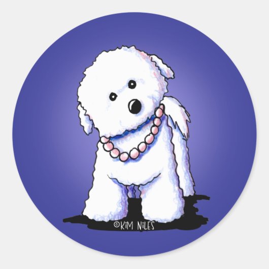 Bichon in parelStickers Ronde Sticker (Voorkant)