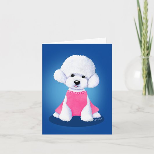 Bichon in roze Note Kaart (Voorkant)