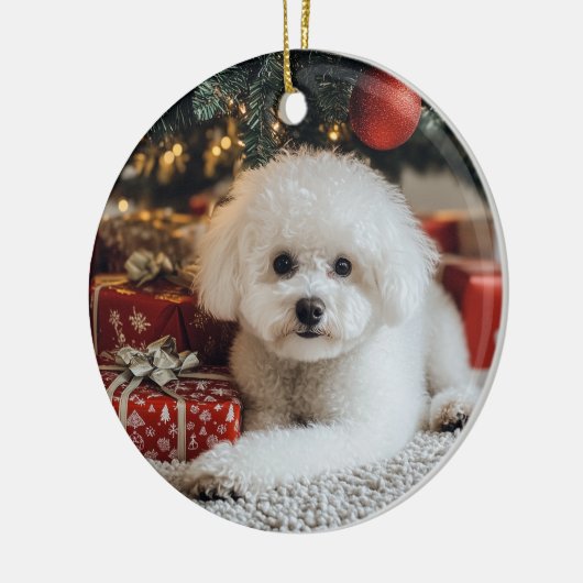 Bichon-kerst Keramisch Ornament (Links)