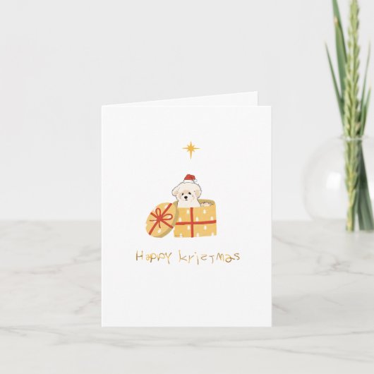Bichon Kerstkaart Feestdagen Kaart (Voorkant)